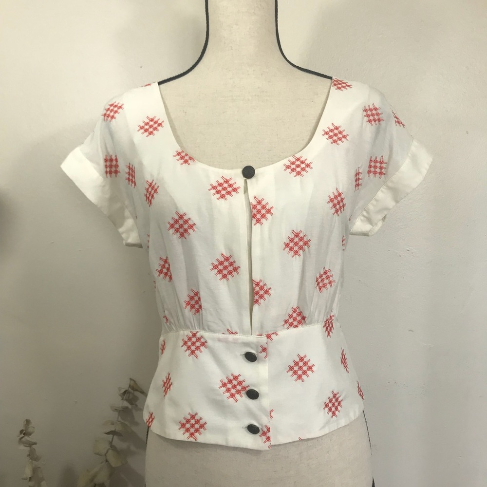 Anthropologie Florear Hash Embroidered Blouse